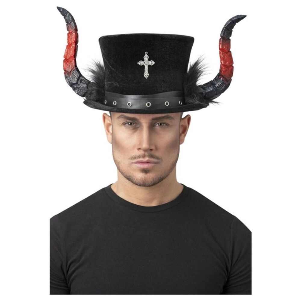 Smiffys Unisex Adult Deluxe Devil Top Hat / Black/Red